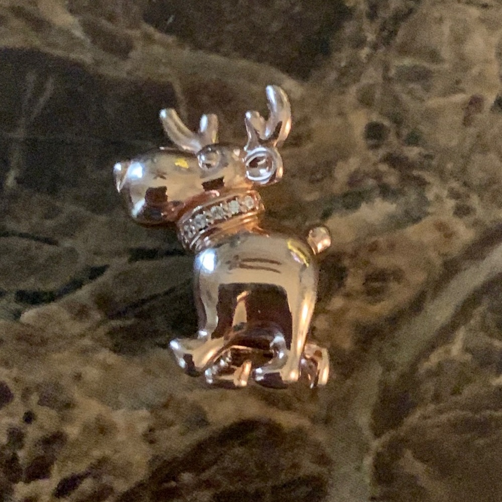 Authentic Pandora Rose Gold Happy Reindeer Charm M1 ALE MET NWOT